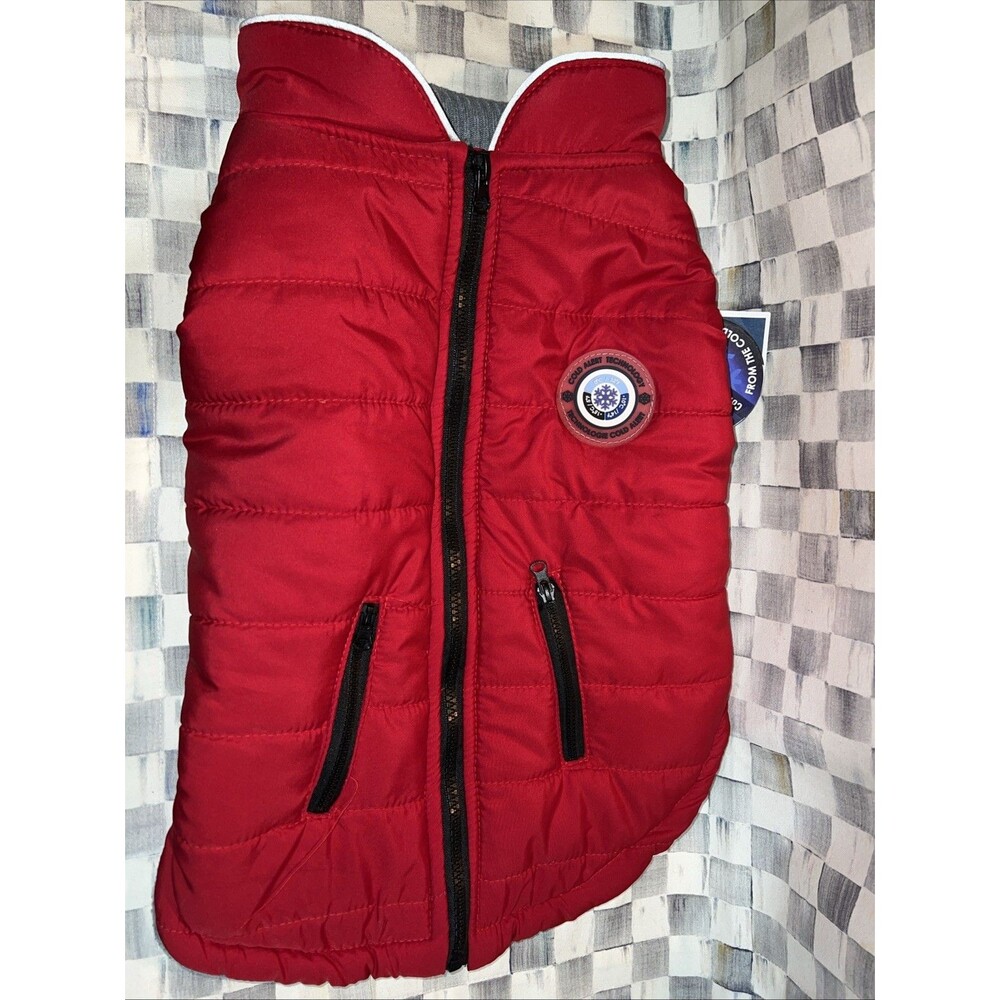LuvGear ColdAlert Winter Dog Coat Jacket, Red/Black, Size L, Polyester Puffer